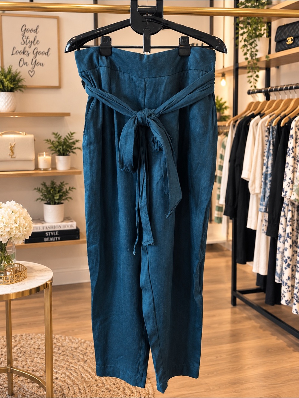 Anthropologie Ett:twa Dark Teal Paper Bag Waist Women’s Pants